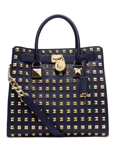 michael kors hamilton bag blue|Michael Kors Hamilton studded tote.